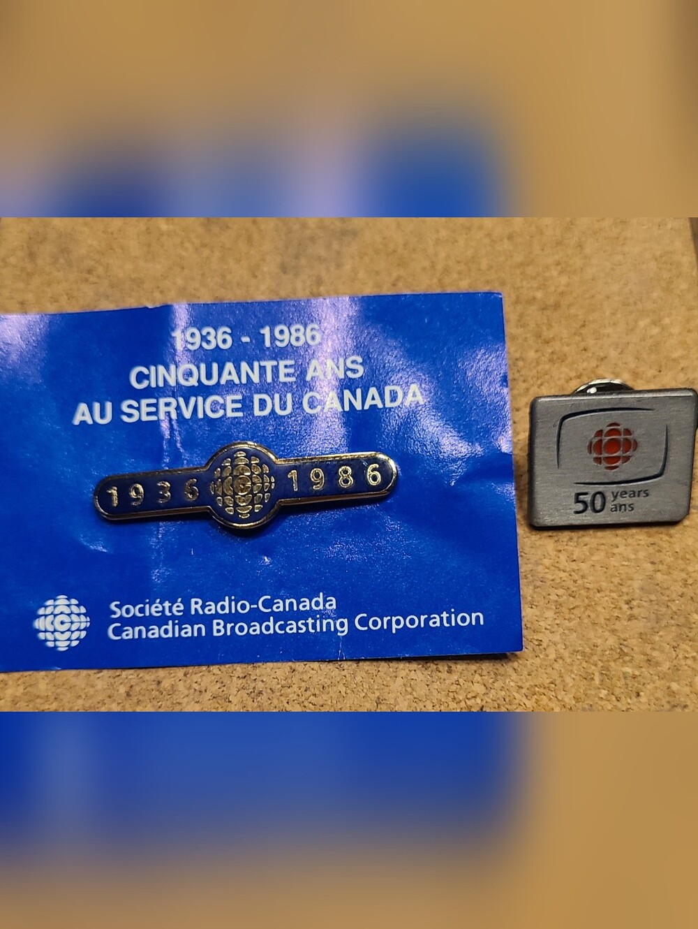 📺🏅 CBC / Radio-Canada – 50 Years Commemorative Pin Set (1936–1986)